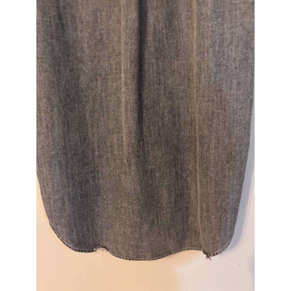 Frank & Eileen Womens M Black Denim Maxi Shirt Dress Button Down Raw Hem - Picture 9 of 13